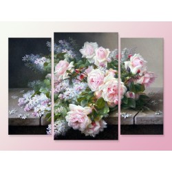 Модульная фотокартина "Сирень и розы"