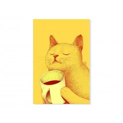 Фотокартина "Кот и кофе"