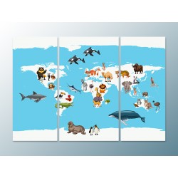 Модульна картина "Карта світу з тваринами"