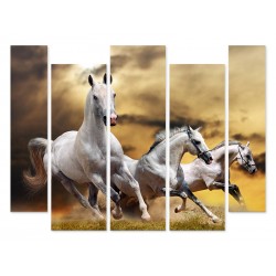 Модульная картина "Белые лошади"