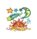 Наклейка "Солнце, звезды и луна"