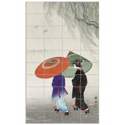 Панно "Две женщины под дождем. Охара Косон"