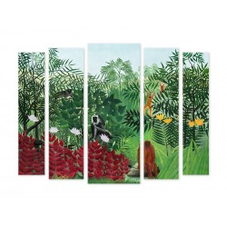 Модульная картина "Тропический лес с обезьянами. Анри Руссо"