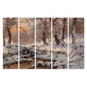 Модульная картина "Зимний пейзаж в лучах заката. Неоградий Ласло. 1939"