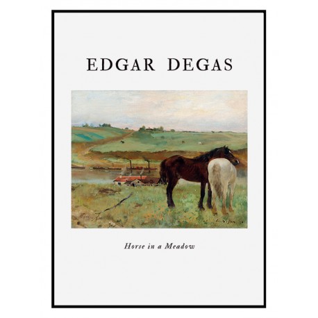 Постер в рамке "Лошади на лугу, Эдгар Дега. 1870"
