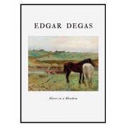 Постер в рамке "Лошади на лугу, Эдгар Дега. 1870"