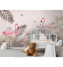 Фотообои "Розовые фламинго"