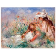Репродукция "Девушки в траве собирают букет. Пьер-Огюст Ренуар. 1890"