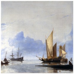 Репродукция "Голландская яхты и другие суда. Хендрик Дуббельс. 1660"
